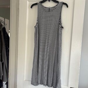 Black and White Striped Sleeveless Dress